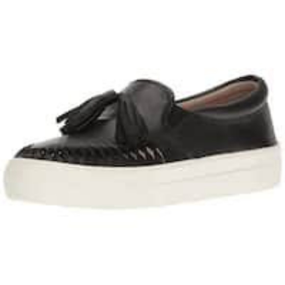 NEW Vince Camuto Black Leather Sneakers w/Tassels - Picture 4 of 7